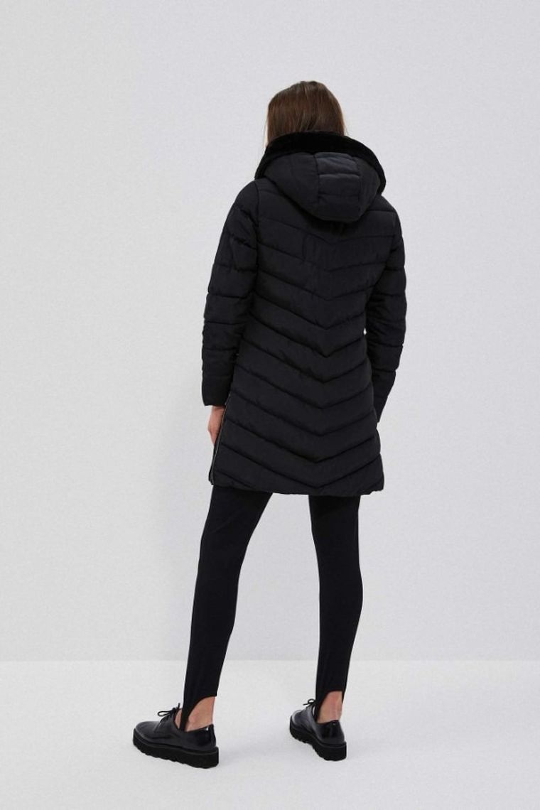 Kurtka damska z kapturem, czarna, Moodo
