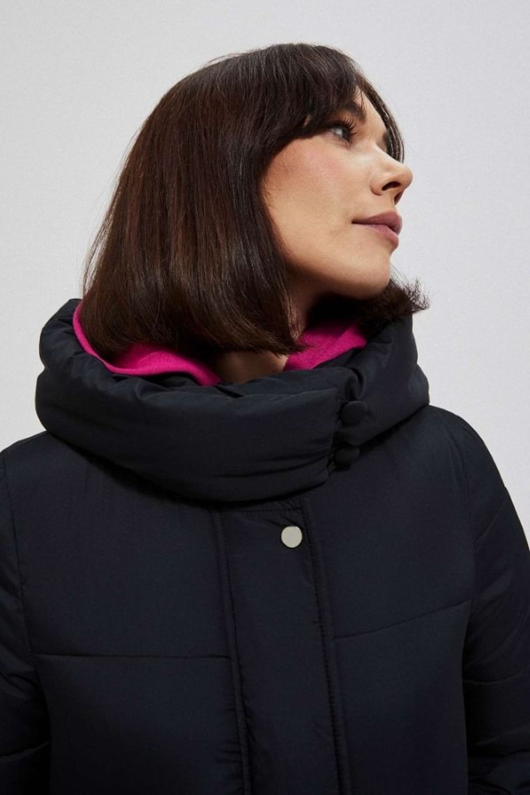 Kurtka damska z kapturem, czarna, Moodo