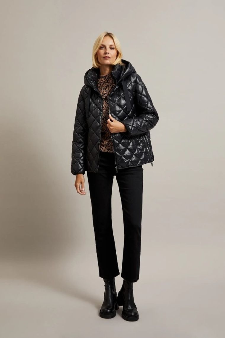 Kurtka damska z kapturem, czarna, Moodo
