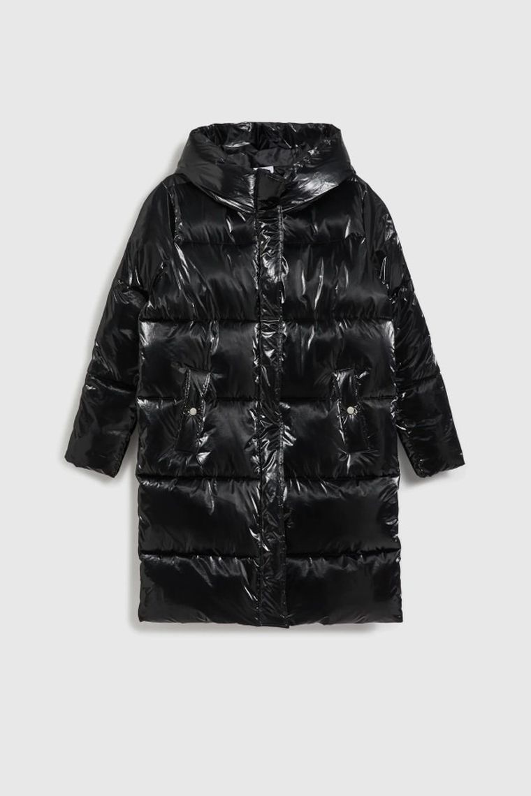 Kurtka damska z kapturem, czarna, Moodo