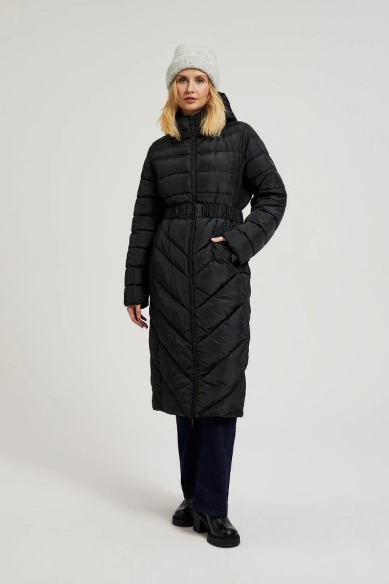 Kurtka damska z kapturem, czarna, Moodo