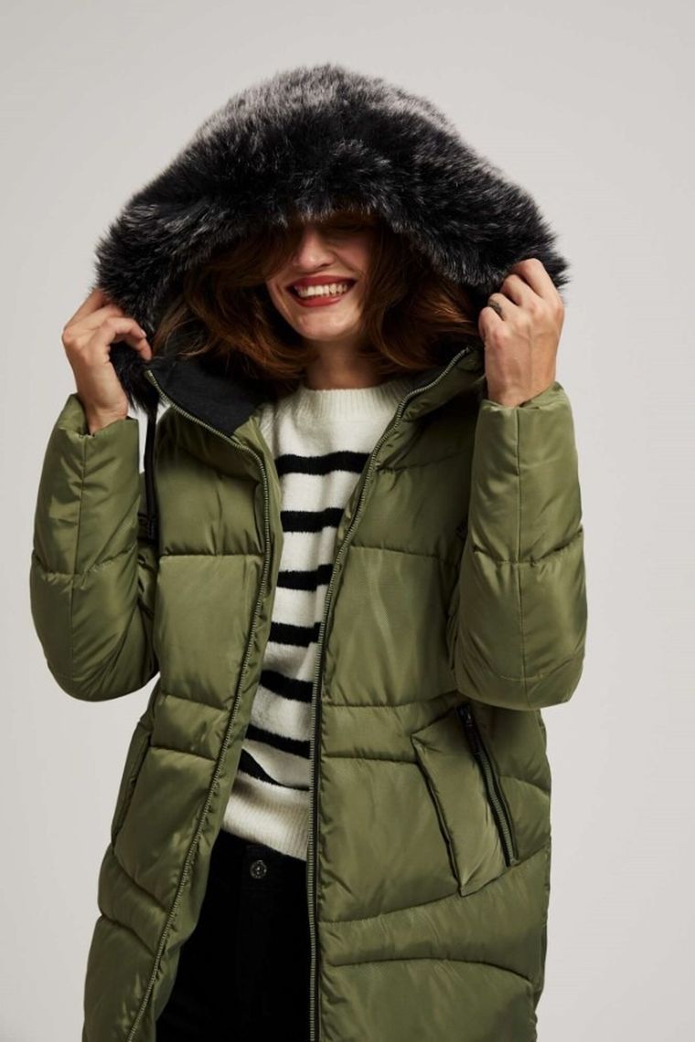 Kurtka damska z kapturem, khaki, Moodo