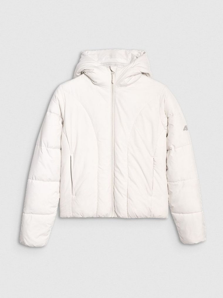 Kurtka damska z kapturem, ocieplana, szara, 4F