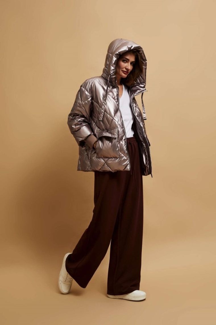 Kurtka damska z kapturem, różowa, Moodo