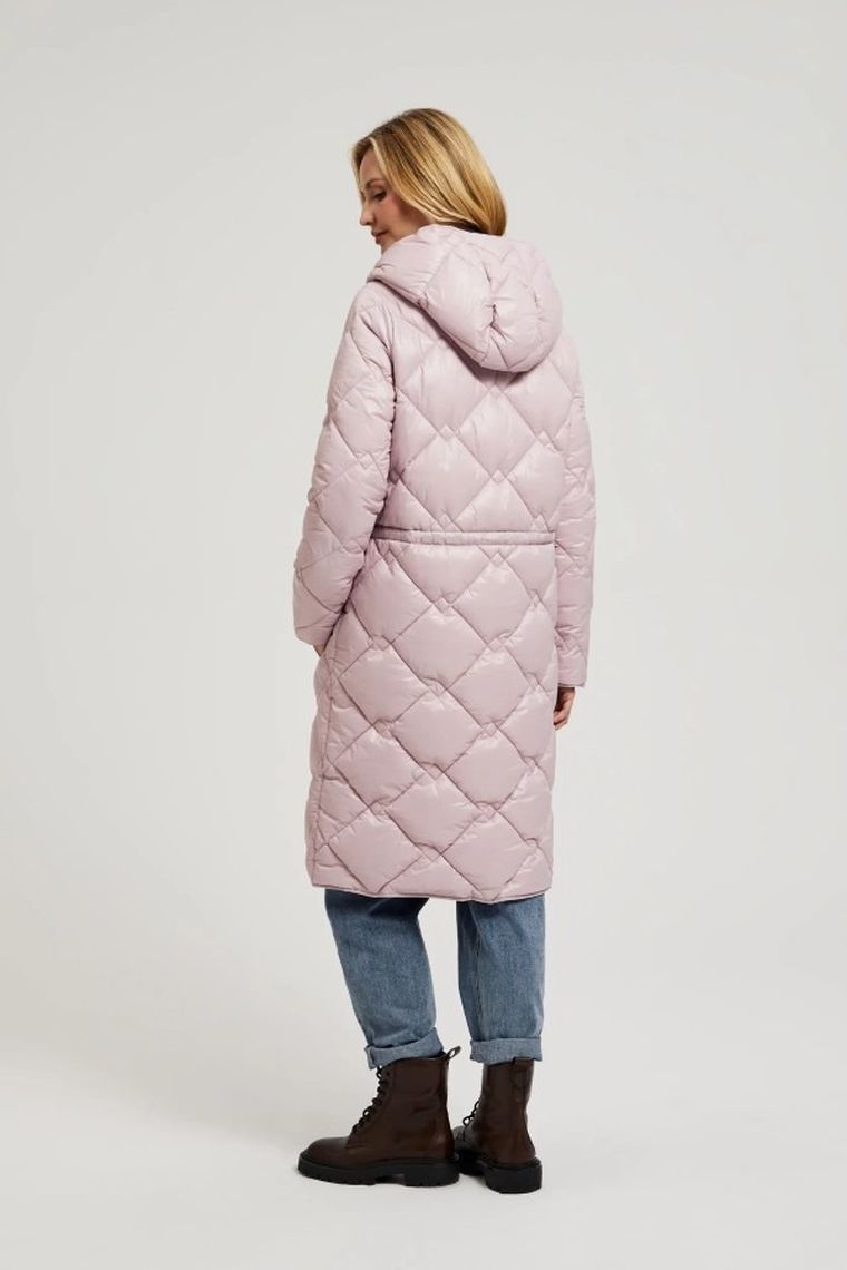 Kurtka damska z kapturem, różowa, Moodo