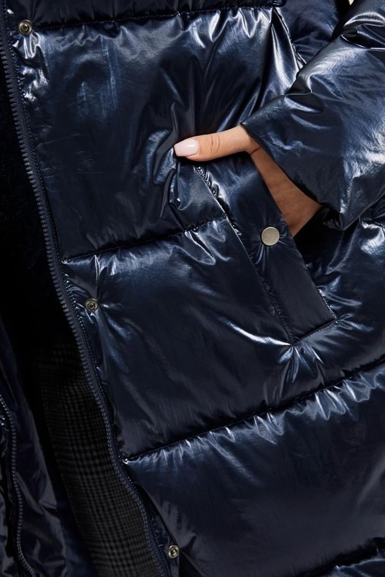 Kurtka damska z kapturem z kapturem, granatowa, Moodo