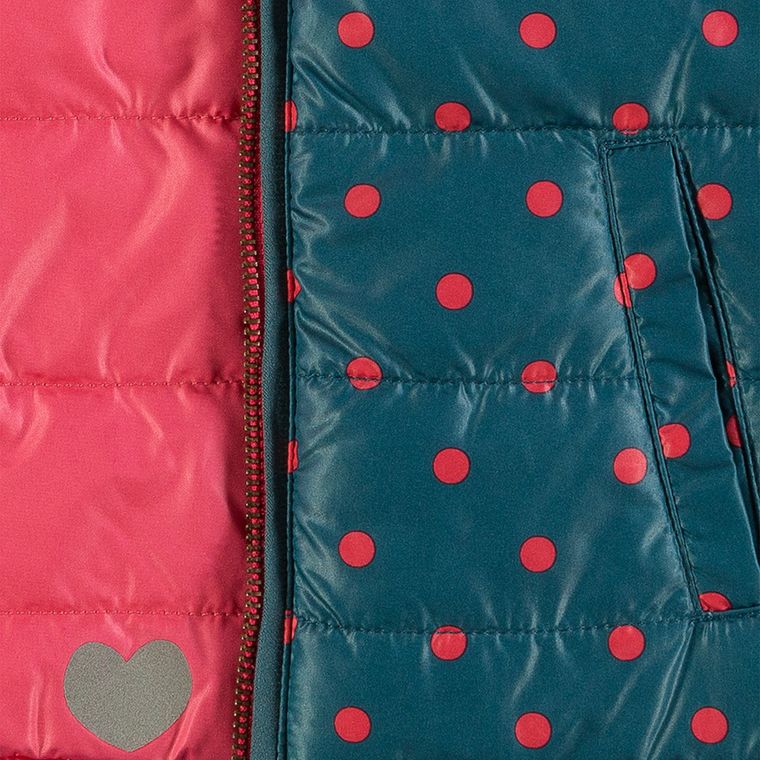 Kurtka dziewczęca jesienna dwustronna, zielona, różowa, Lief