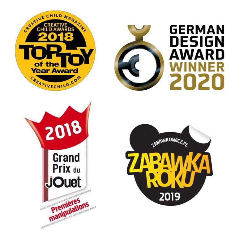 Lalaboom, Kolorowa piramida, grzechotka, zestaw sensoryczny, 11 elementów