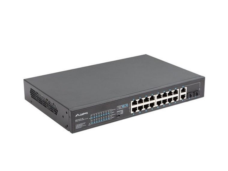 Lanberg, switch, RACK 19" 16X 100MB POE+/2X COMBO GIGABIT, 150W, NIEZARZĄDZALNY, RSFE-16P-2C-150