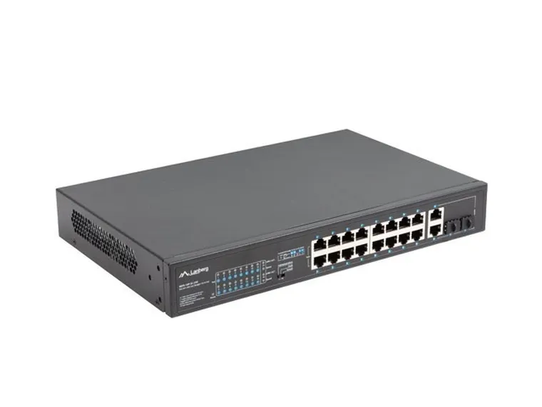 Lanberg, switch, RACK 19" 16X 100MB POE+/2X COMBO GIGABIT, 250W, NIEZARZĄDZALNY, RSFE-16P-2C-250
