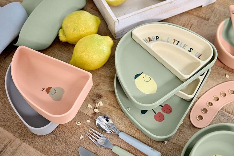 Lassig, Happy Fruit Lemon, zestaw silikonowych naczyń, 3 szt.