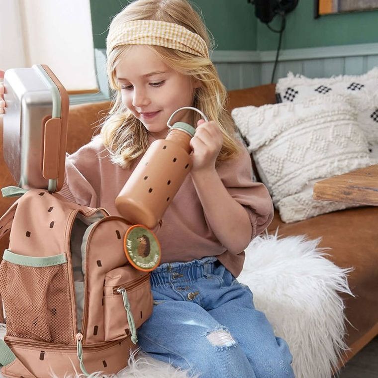 Lassig, Happy Prints, bidon ze stali nierdzewnej, karmelowy, 500 ml