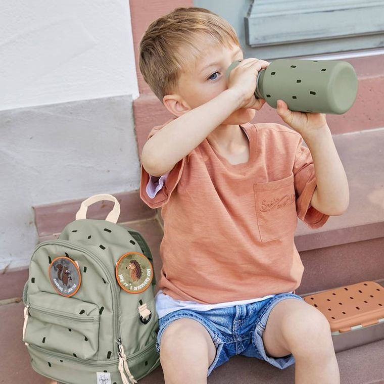 Lassig, Happy Prints, bidon ze stali nierdzewnej, oliwkowy, 500 ml