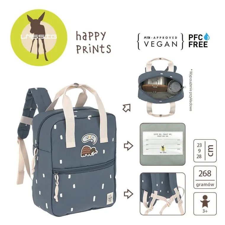 Lassig, Happy Prints, plecak dla przedszkolaka, kwadratowy, granatowy