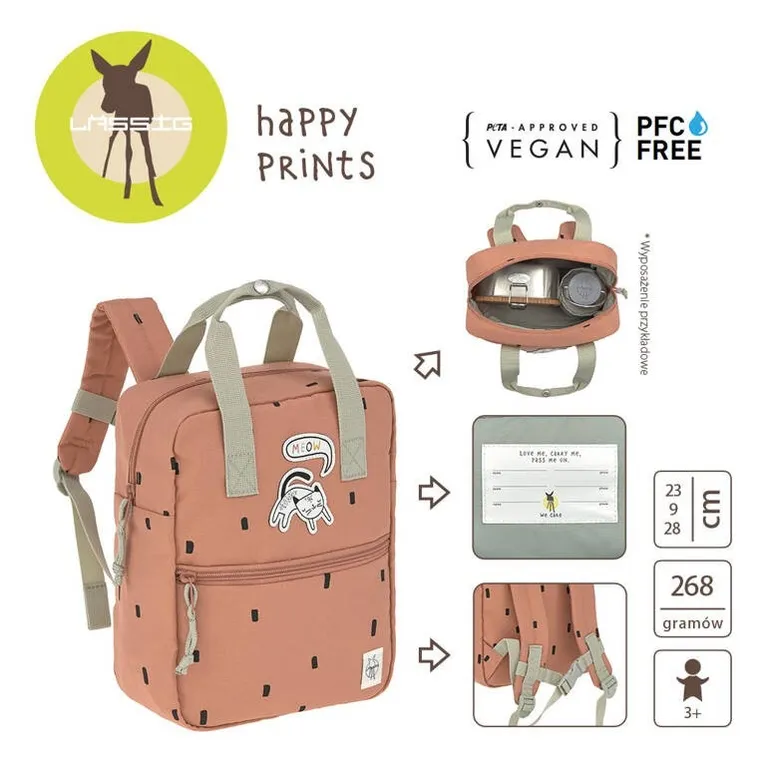 Lassig, Happy Prints, plecak dla przedszkolaka, kwadratowy, karmelowy