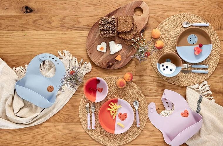 Lassig, Happy Rascals, miseczka silikonowa dla dzieci, Heart Lavender