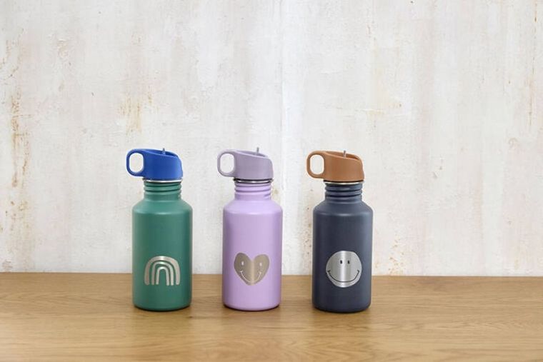 Lassig, Little Gang Rainbow, bidon ze stali nierdzewnej z ustnikiem i uchwytem, 500 ml, green