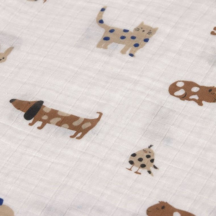 Lassig, Little Mateys, pieluszka muślinowa, otulacz z biobawełny, royal blue, 85-85 cm, 3 szt.