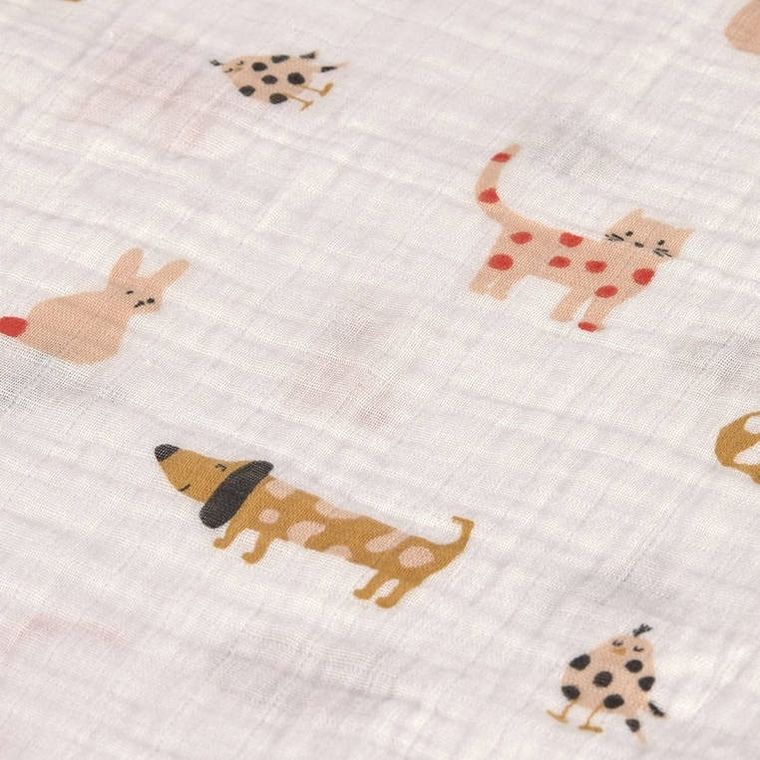 Lassig, Little Mateys, pieluszka muślinowa, otulacz z biobawełny, spicy orange, 85-85 cm, 3 szt.