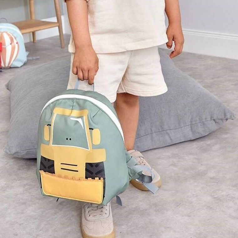 Lassig, Tiny Drivers, plecak dla przedszkolaka, spychacz