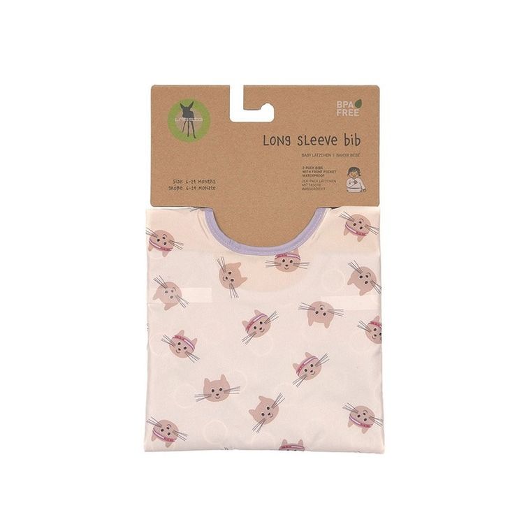 Lassig, Tiny Team, zestaw śliniaków z długim rękawem, kotek, 6m+