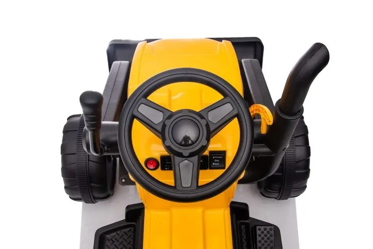 Lean Cars, traktor z przyczepą, pojazd na akumulator, S617, żółty