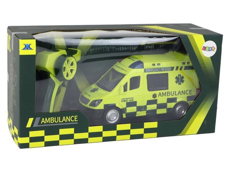 Lean Toys, ambulans, interaktywny pojazd zdalnie sterowany, żółty