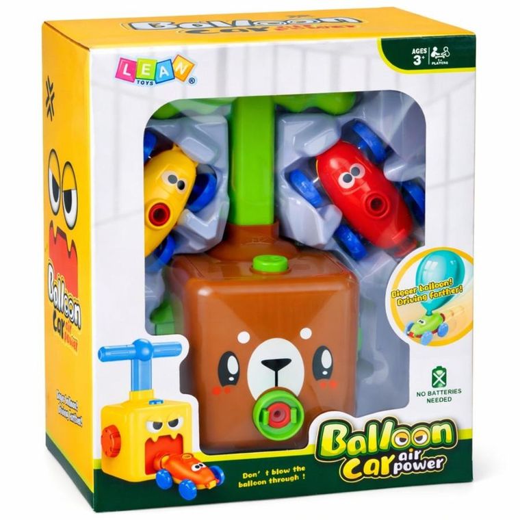Lean Toys, balonowa wyrzutnia autek, miś
