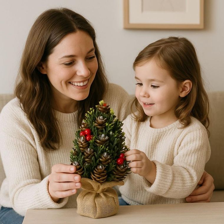 Lean Toys, choinka ozdobna, z jarzębiną, szyszkami, 17-10 cm
