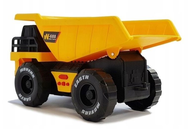 Lean Toys, ciężarówka wywrotka, pojazd budowlany, żółty