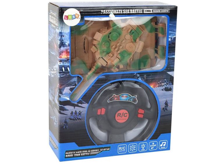 Lean Toys, czołg, zdalnie sterowany, światło i dźwięk, piaskowy, 27MHz, 1:18