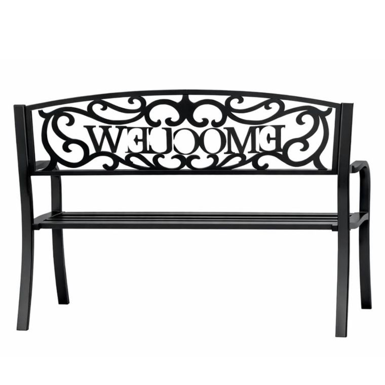 Lean Toys, ławka ogrodowa, metalowa, czarna, 127 cm