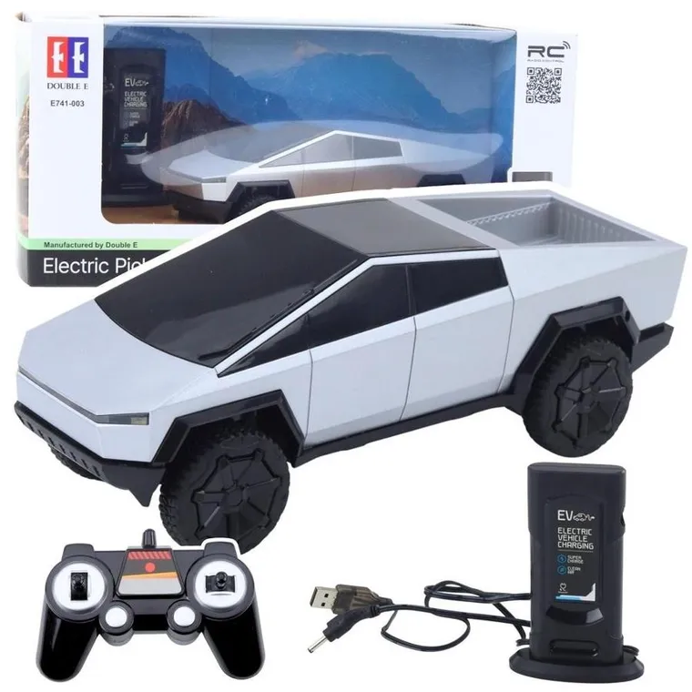 Lean Toys, pickup truck, pojazd zdalnie sterowany, LED, srebrny