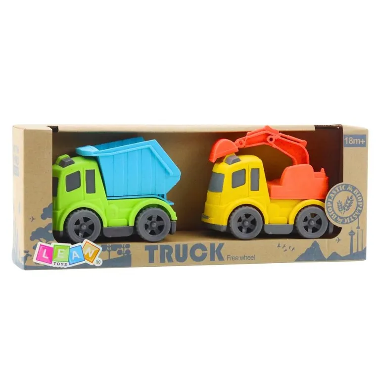 Lean Toys, pojazdy budowlane, wywrotka, koparka, 2 szt.