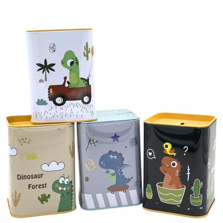 Lean Toys, skarbonka metalowa, dinozaur w samochodzie, 11-8 cm, 1 szt.