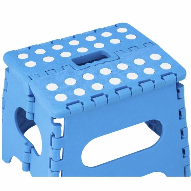 Lean Toys, stołek, składany podnóżek antypoślizgowy, niebieski, 24-19 cm