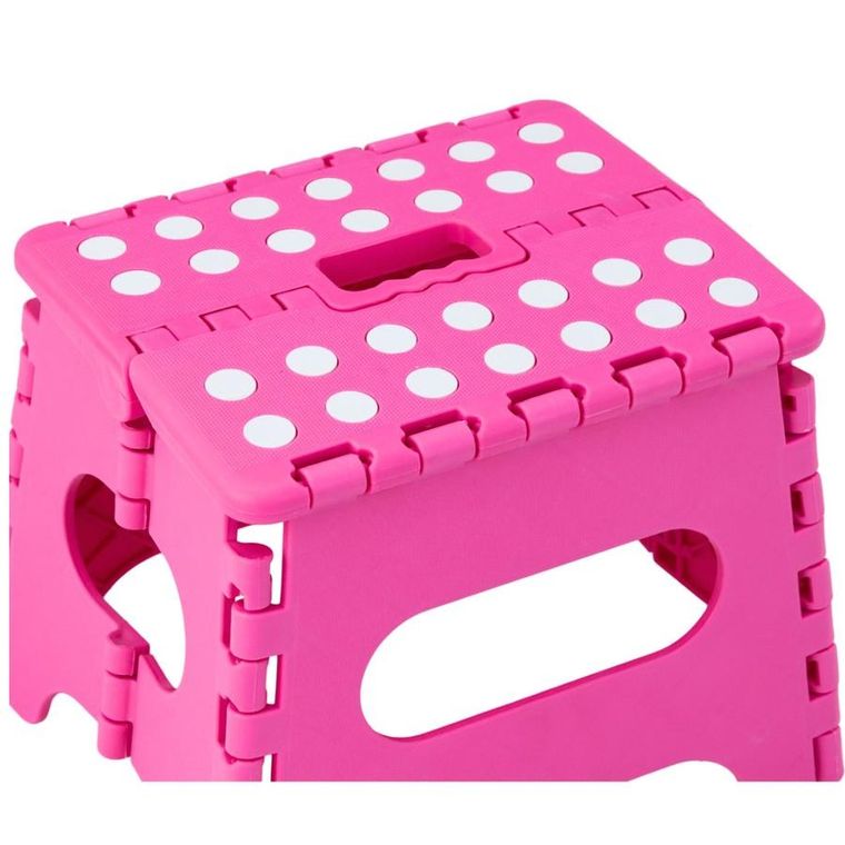 Lean Toys, stołek, składany podnóżek antypoślizgowy, różowy, 24-19 cm