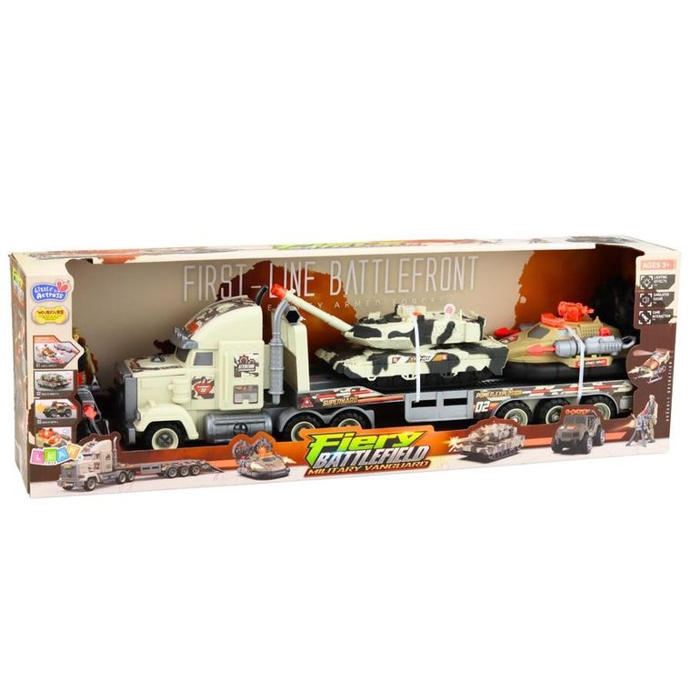 Lean Toys, tir laweta, zestaw pojazdów militarnych, moro, 3 szt.