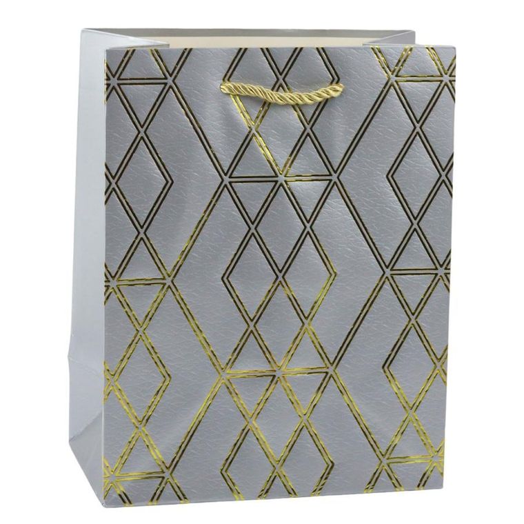 Lean Toys, torba prezentowa papierowa elegancka złote wzory, 23-18-10,5 cm, 1 szt.