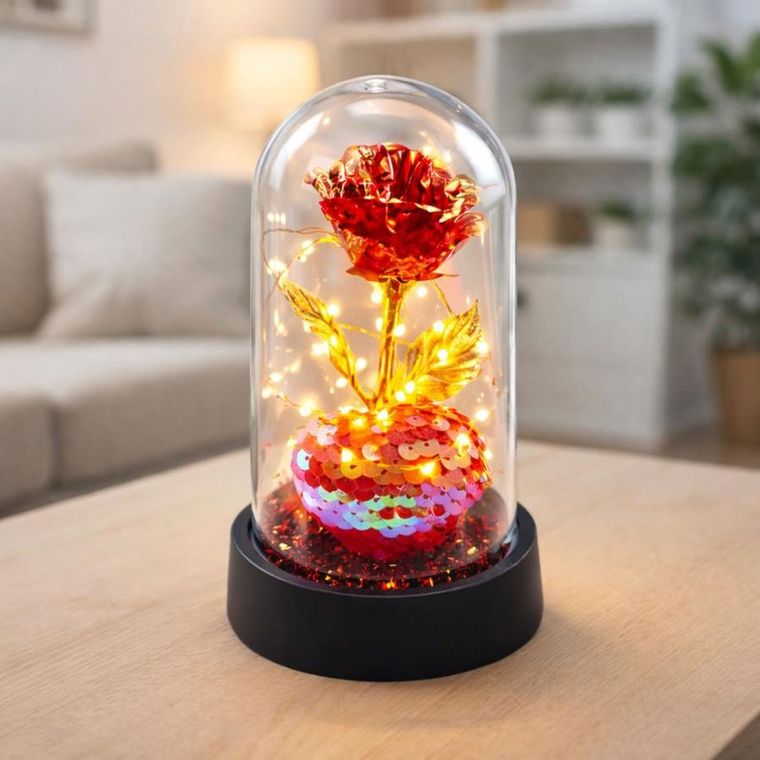 Lean Toys, wieczna róża w kopule, z oświetleniem LED