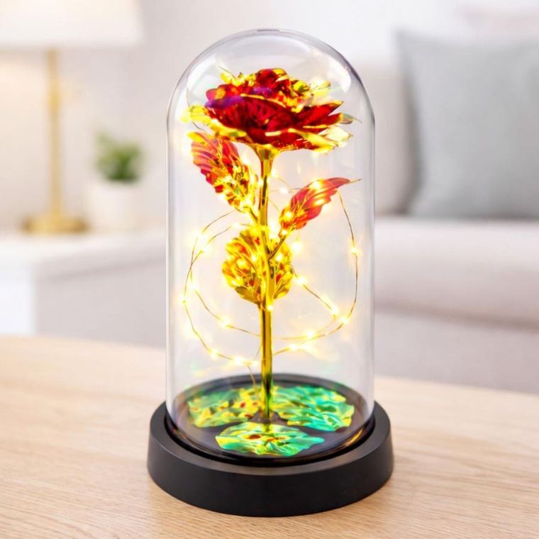 Lean Toys, wieczna róża w kopule, z oświetleniem LED