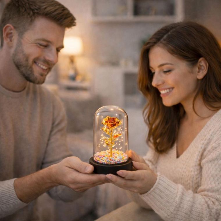 Lean Toys, wieczna róża w kopule, z oświetleniem LED