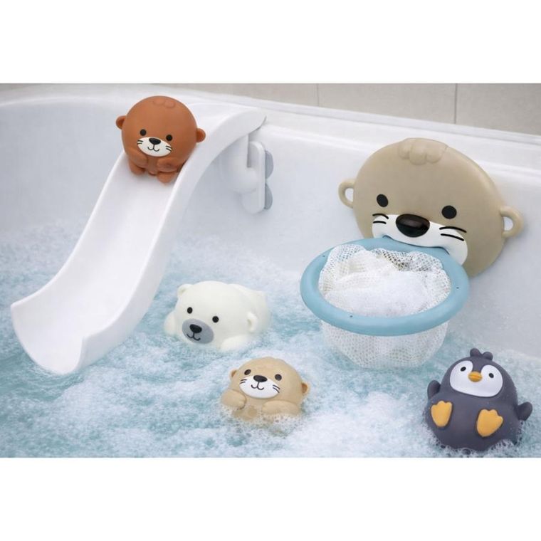Lean Toys, wydra, zjeżdżalnia, zabawki do kąpieli, 10 elementów