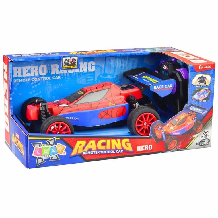 Lean Toys, wyścigówka, pojazd superbohatera zdalnie sterowany, czerwony