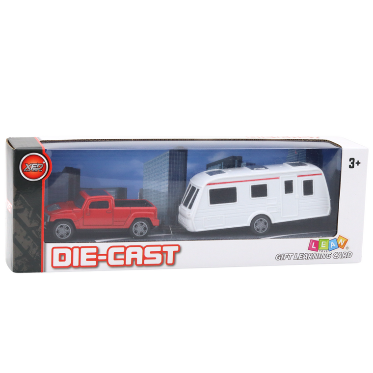 Lean Toys, zestaw samochód metalowy z kamperem