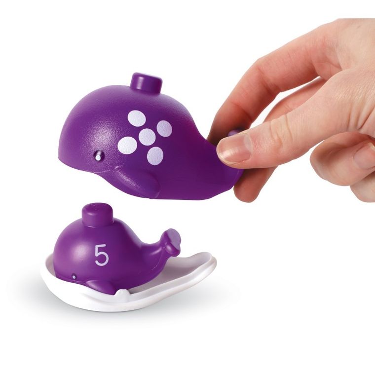 Learning Resources, Snap & Learn, Wieloryby, figurki do nauki liczenia i poznawania kolorów, zestaw edukacyjny, 10 szt.