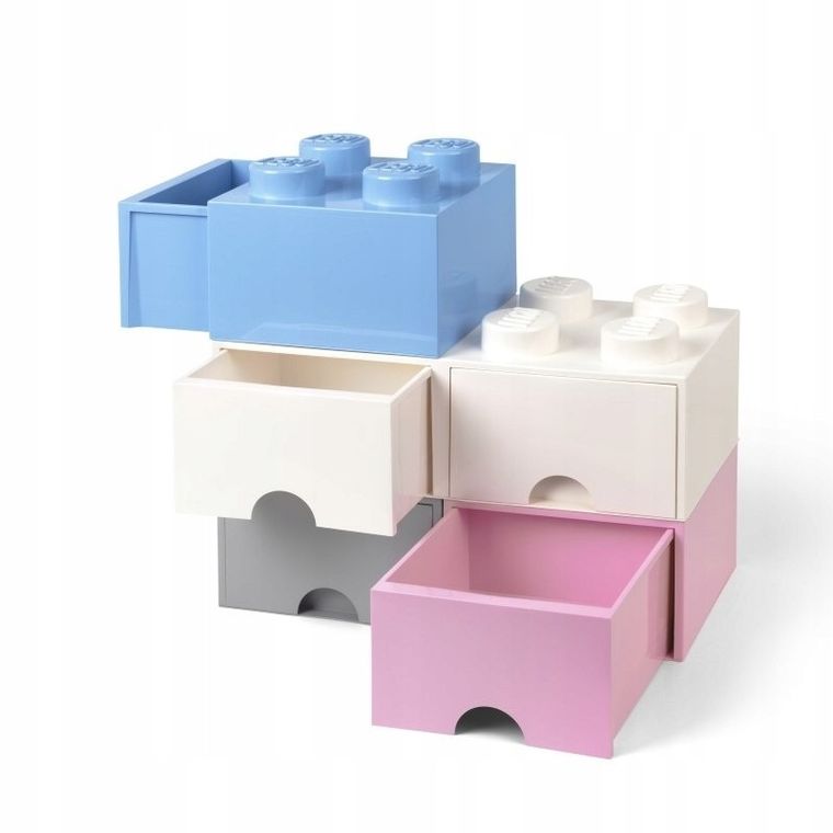 LEGO, Brick 4, pojemnik klocek z szufladą, jasny szary