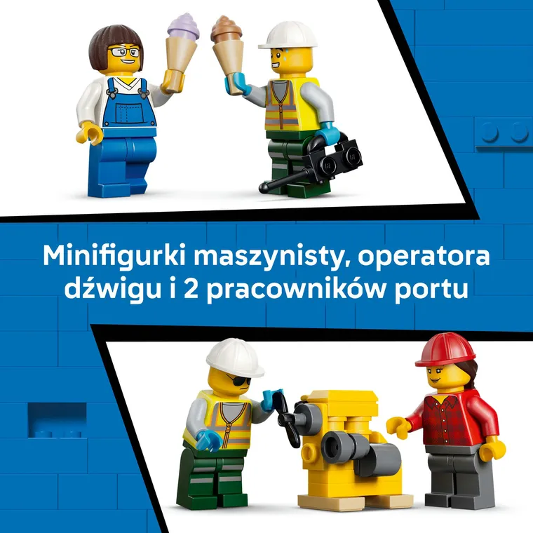 LEGO City, Portowy pociąg towarowy, dźwig i ciężarówka, 60509