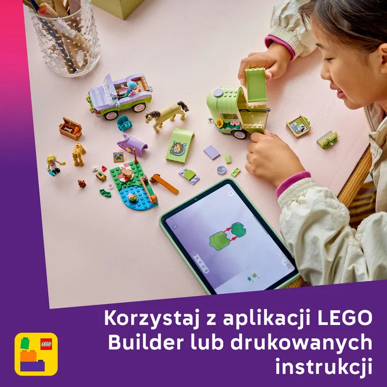 LEGO Friends, Przyczepa z koniem i źrebaczkiem, 42695