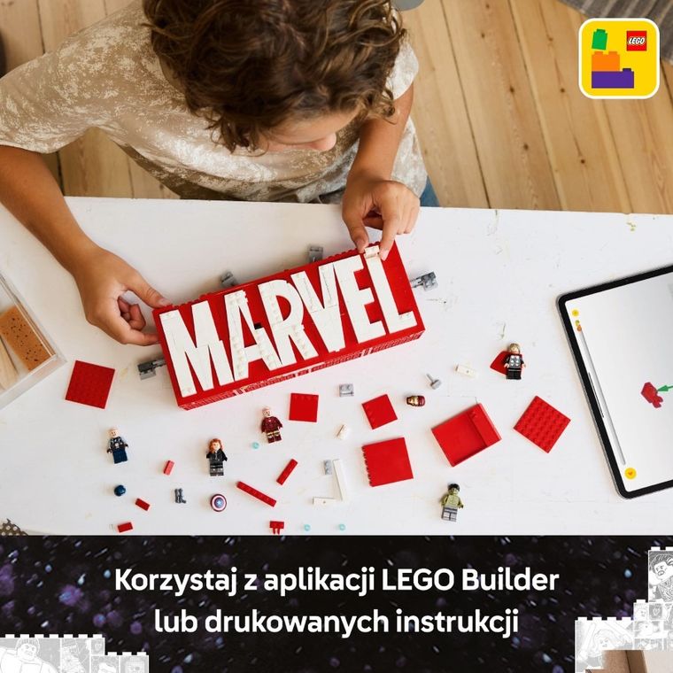 LEGO Marvel, Logo MARVEL z minifigurkami, 76313